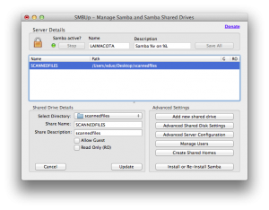 Adding shared folder to SMBUp