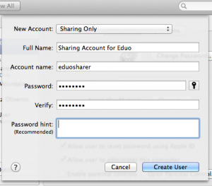 Creating Sharing Only user